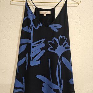 LOFT Black and Blue Spaghetti Strap Flow Tank Top SP
